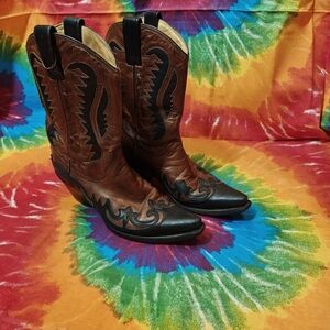 Brown and Black Heeled Boots